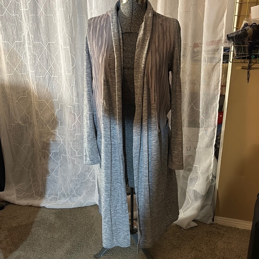 New Sheryl Crow Grey Duster with Front Detail—Size Small